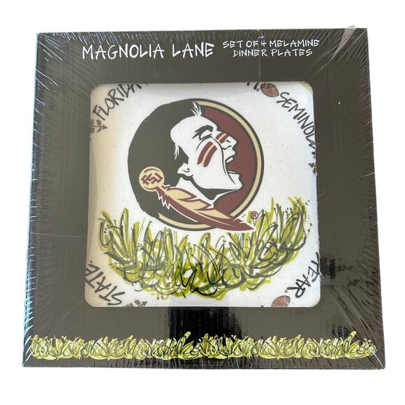 Magnolia Lane Florida State Seminoles 10.5" Melamine Dinner Plates SET of 4 - Picture 1 of 4